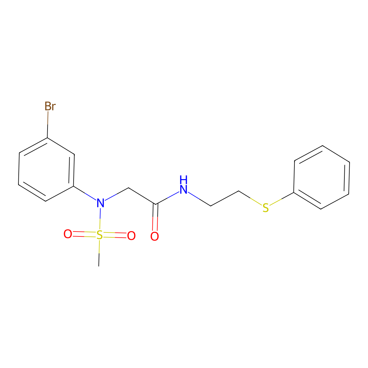 2-(3-bromo-N-methylsulfonylanilino)-N-(2-phenylsulfanylethyl)acetamide molecular structure, CAS 335208-15-6