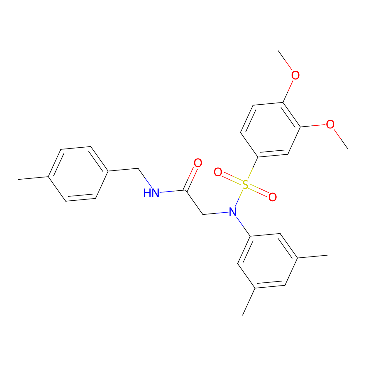 2-(N-(3,4-dimethoxyphenyl)sulfonyl-3,5-dimethylanilino)-N-[(4-methylphenyl)methyl]acetamide molecular structure, CAS 335208-17-8