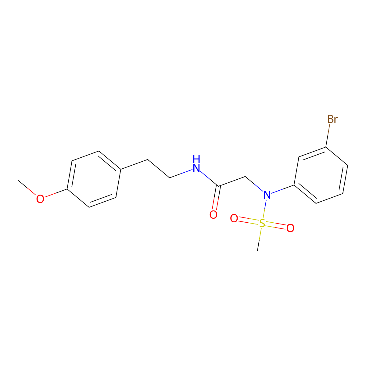 2-(3-bromo-N-methylsulfonylanilino)-N-[2-(4-methoxyphenyl)ethyl]acetamide molecular structure, CAS 335208-24-7