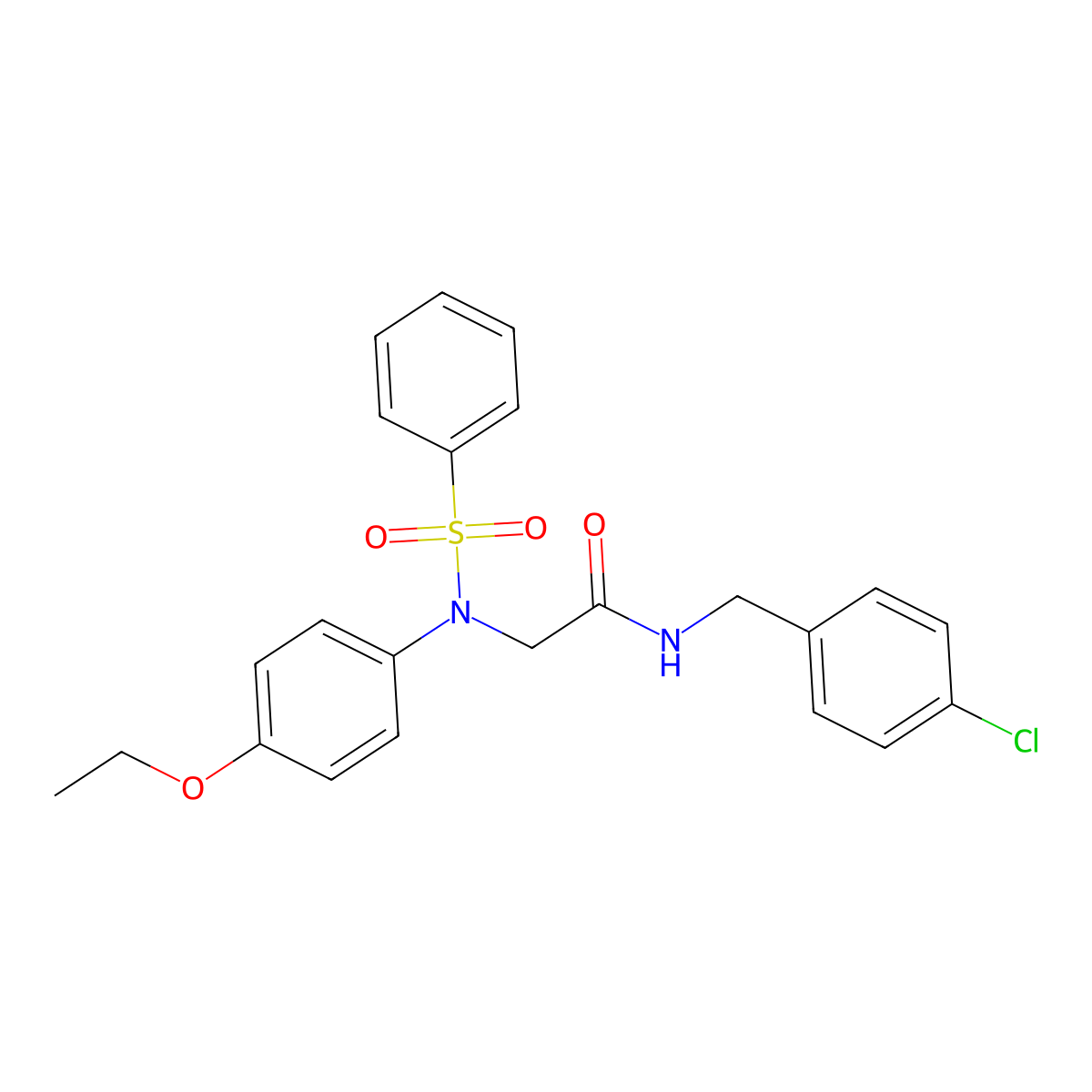 2-[N-(benzenesulfonyl)-4-ethoxyanilino]-N-[(4-chlorophenyl)methyl]acetamide molecular structure, CAS 335208-33-8
