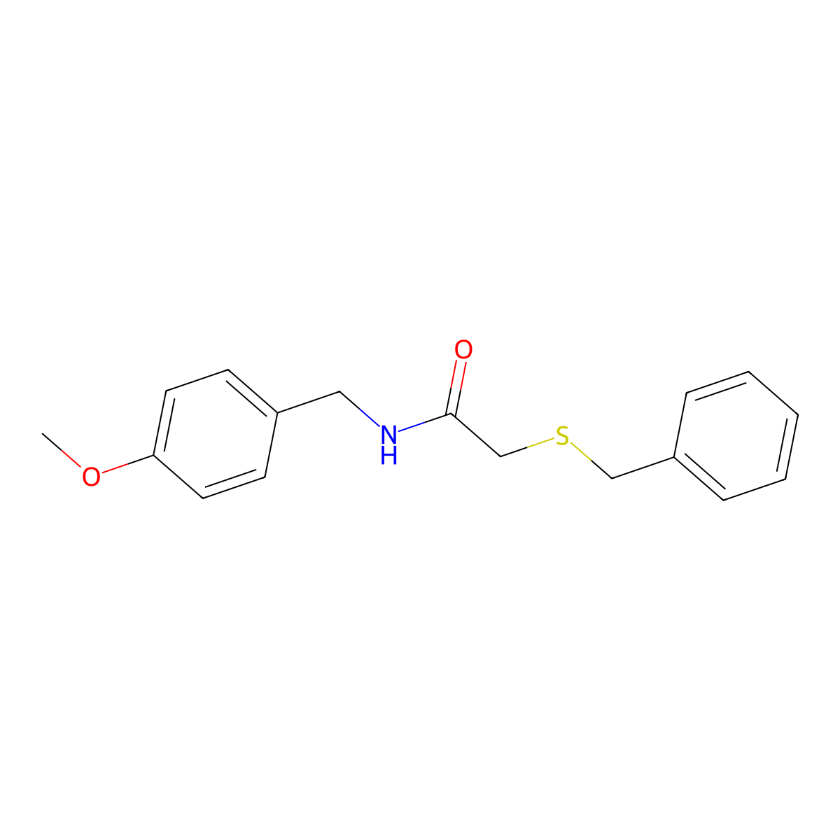 2-(benzylsulfanyl)-N-(4-methoxybenzyl)acetamide molecular structure, CAS 335208-48-5