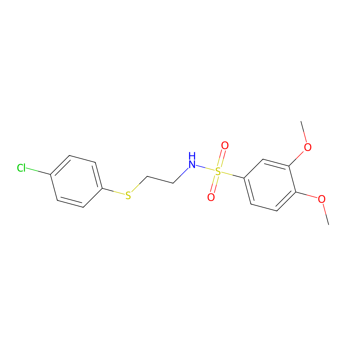 N-[2-(4-chlorophenyl)sulfanylethyl]-3,4-dimethoxybenzenesulfonamide molecular structure, CAS 335208-58-7