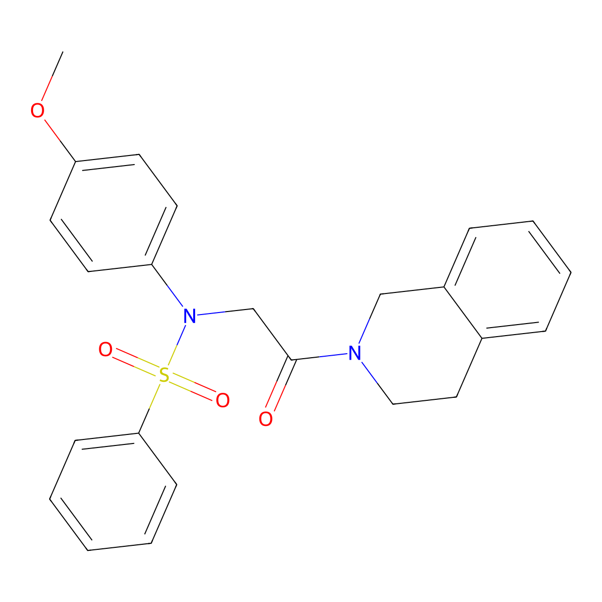 N-(2-(3,4-dihydroisoquinolin-2(1H)-yl)-2-oxoethyl)-N-(4-methoxyphenyl)benzenesulfonamide molecular structure, CAS 335208-70-3