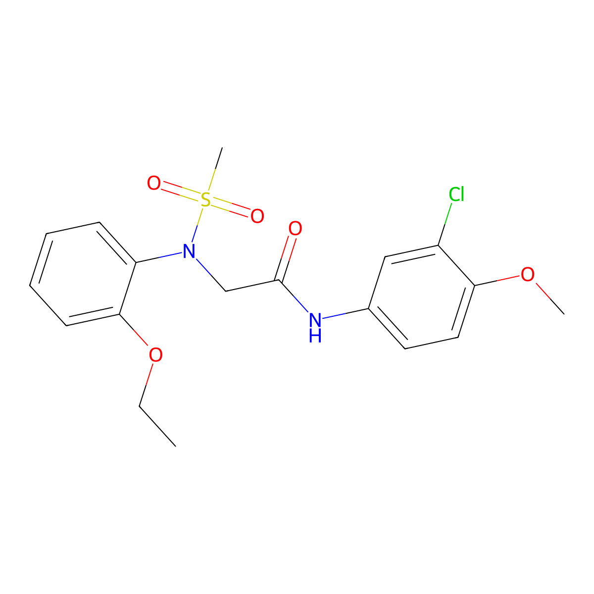 N-(3-chloro-4-methoxyphenyl)-2-[2-ethoxy(methylsulfonyl)anilino]acetamide molecular structure, CAS 335208-72-5