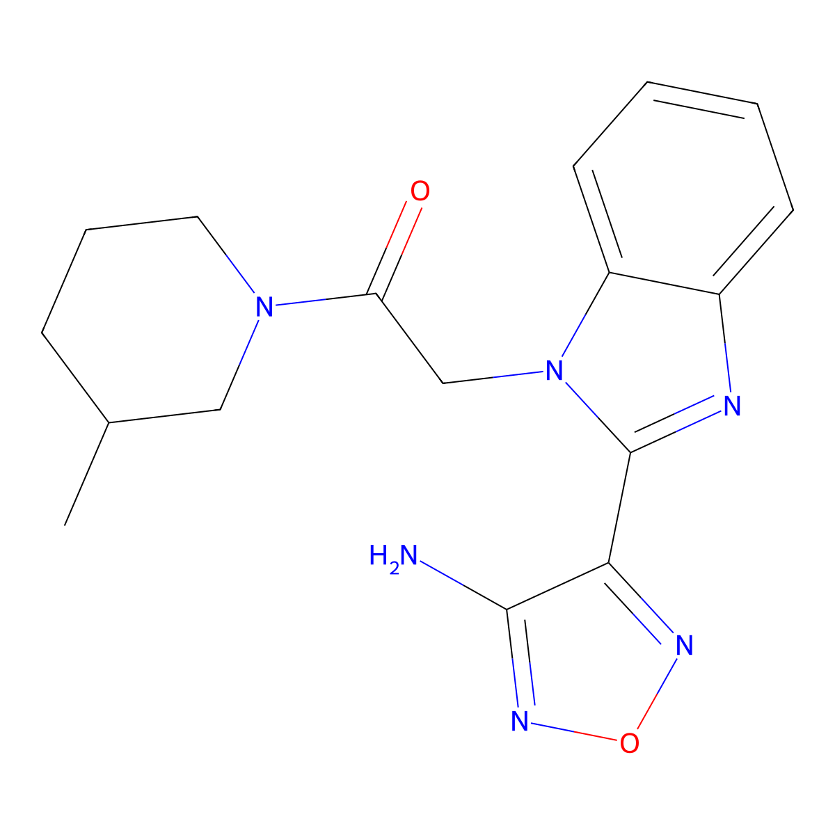2-[2-(4-Amino-1,2,5-oxadiazol-3-yl)benzimidazol-1-yl]-1-(3-methylpiperidin-1-yl)ethanone molecular structure, CAS 335208-77-0
