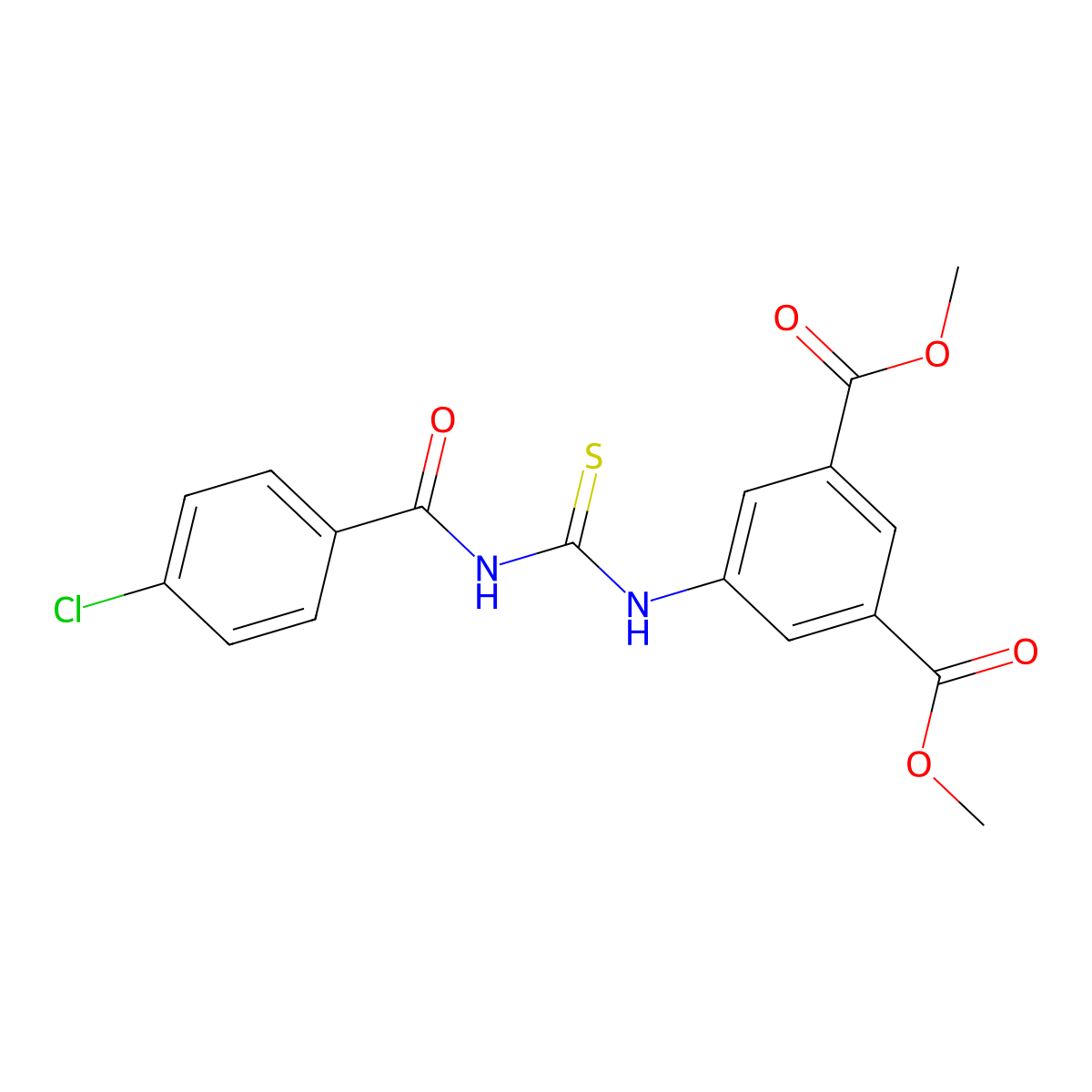 Dimethyl 5-({[(4-chlorobenzoyl)amino]carbothioyl}amino)isophthalate molecular structure, CAS 335208-94-1