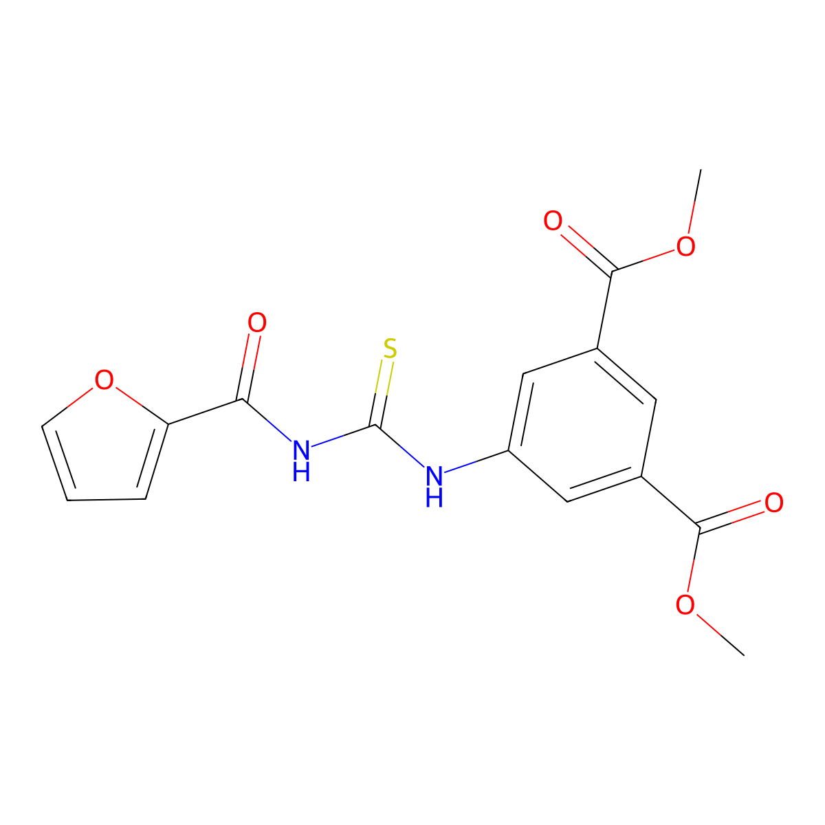 Dimethyl 5-(3-(furan-2-carbonyl)thioureido)isophthalate molecular structure, CAS 335208-97-4