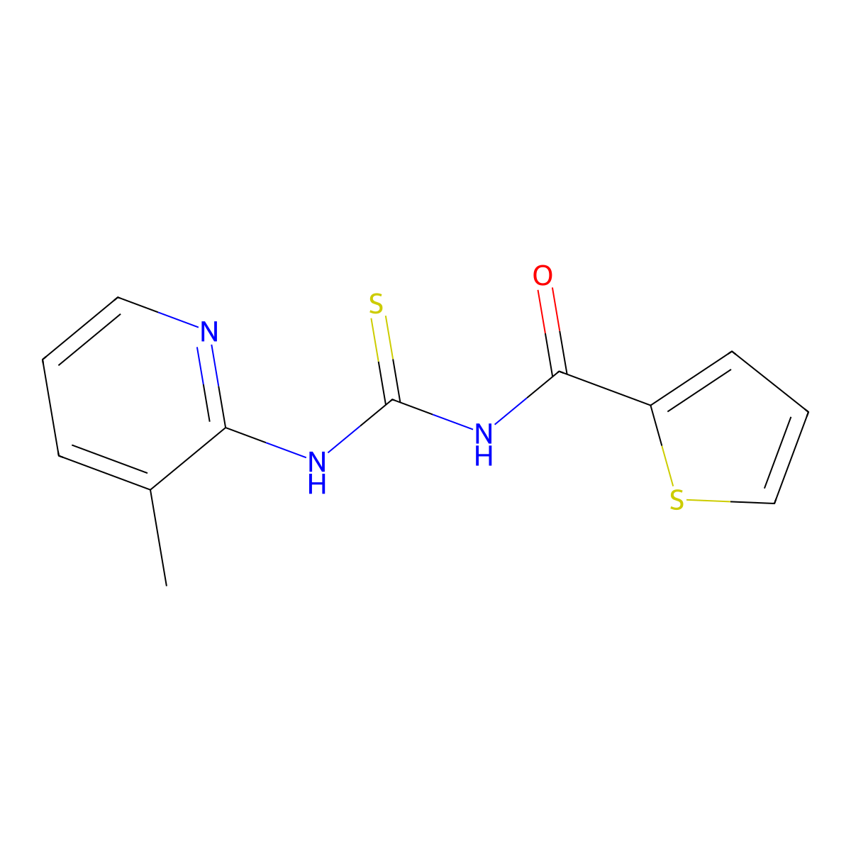 N-((3-Methylpyridin-2-yl)carbamothioyl)thiophene-2-carboxamide molecular structure, CAS 335209-06-8