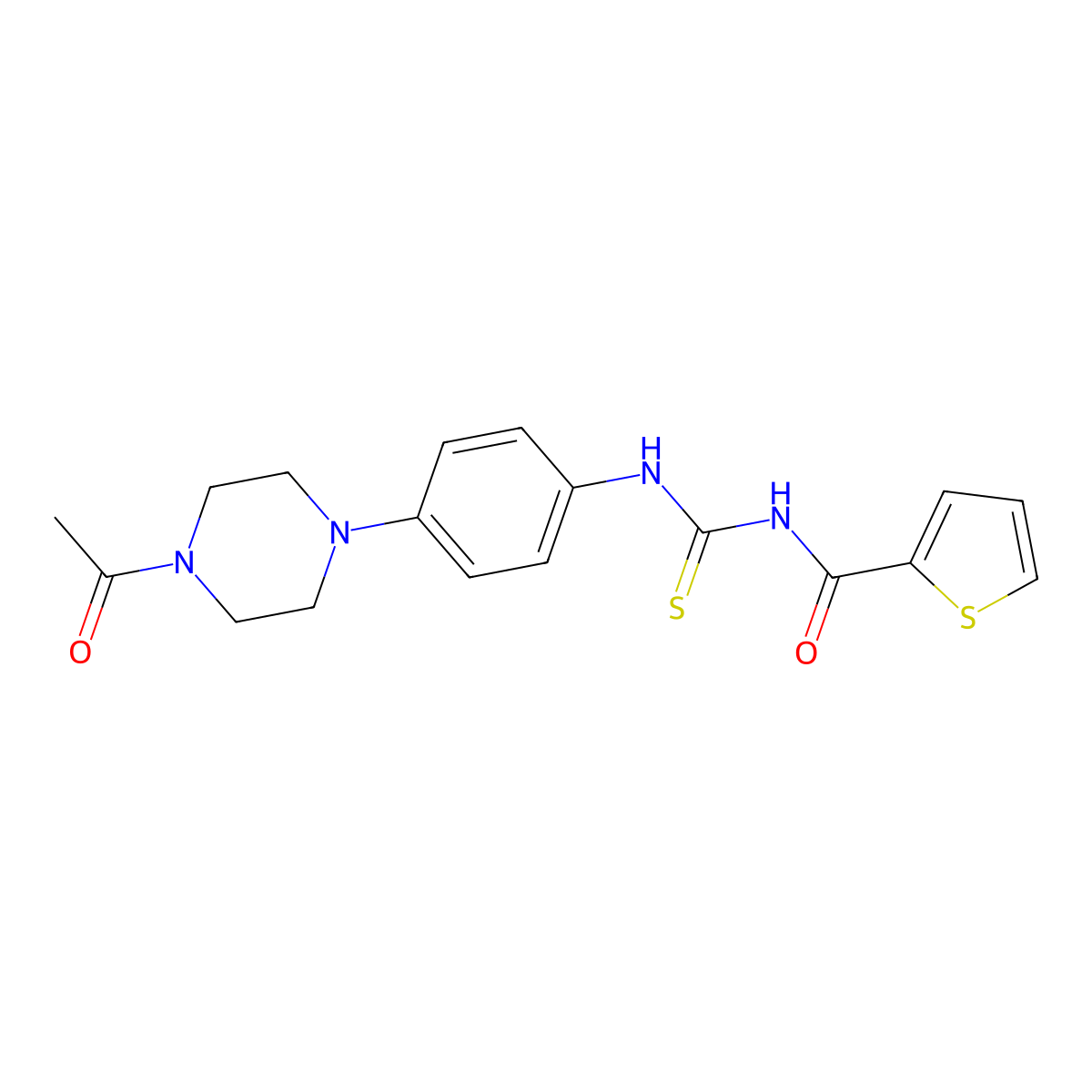 N-[[4-(4-acetylpiperazin-1-yl)phenyl]carbamothioyl]thiophene-2-carboxamide molecular structure, CAS 335209-08-0