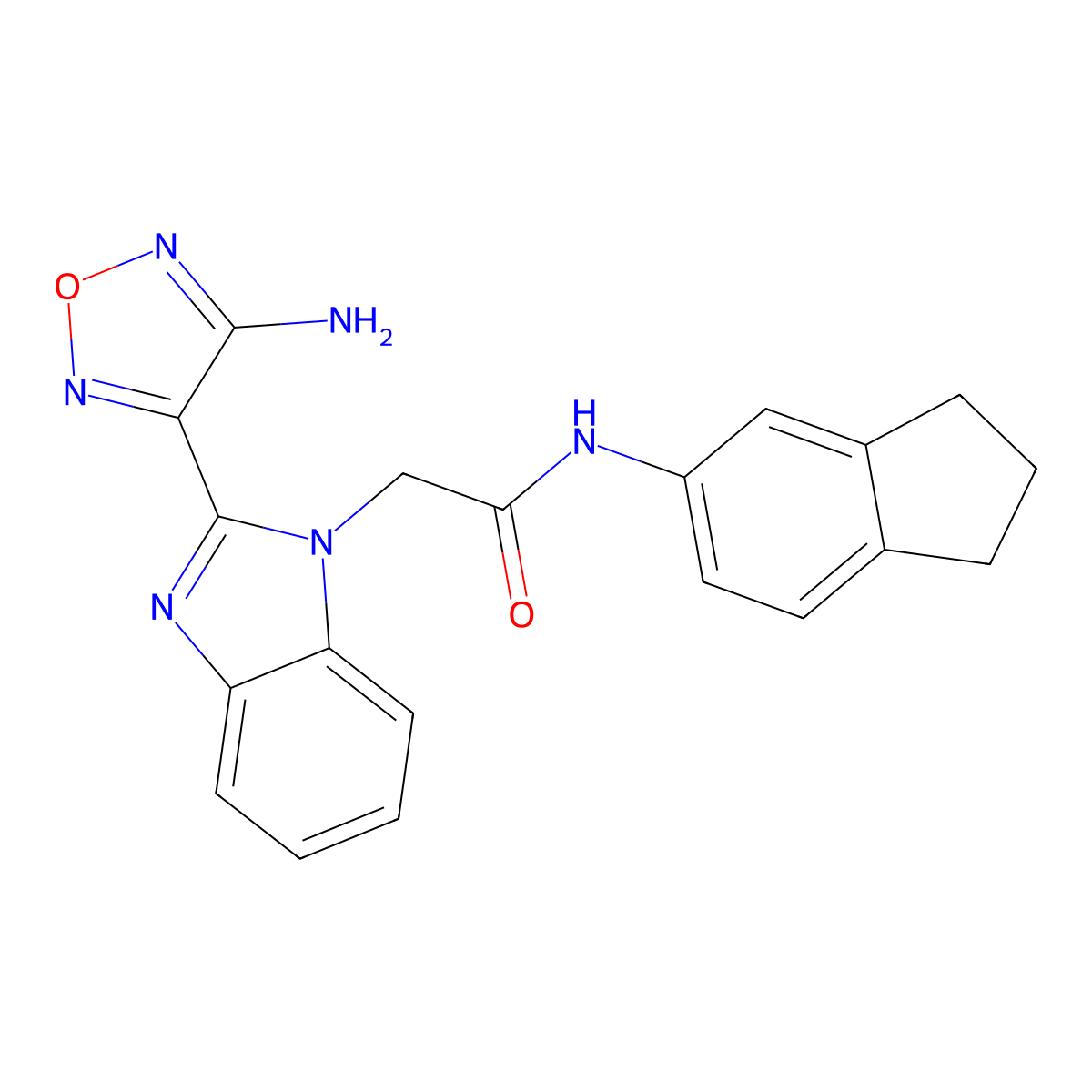 2-[2-(4-amino-1,2,5-oxadiazol-3-yl)benzimidazol-1-yl]-N-(2,3-dihydro-1H-inden-5-yl)acetamide molecular structure, CAS 335209-14-8