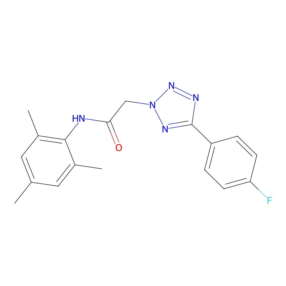 2-[5-(4-fluorophenyl)tetrazol-2-yl]-N-(2,4,6-trimethylphenyl)acetamide molecular structure, CAS 335209-15-9