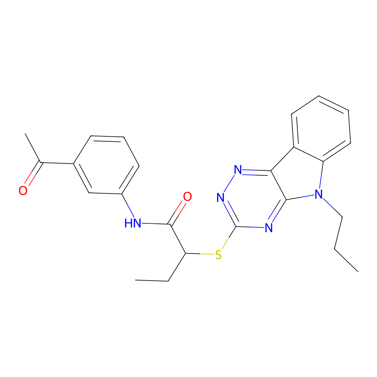 N-(3-acetylphenyl)-2-[(5-propyl-5H-[1,2,4]triazino[5,6-b]indol-3-yl)sulfanyl]butanamide molecular structure, CAS 335209-21-7