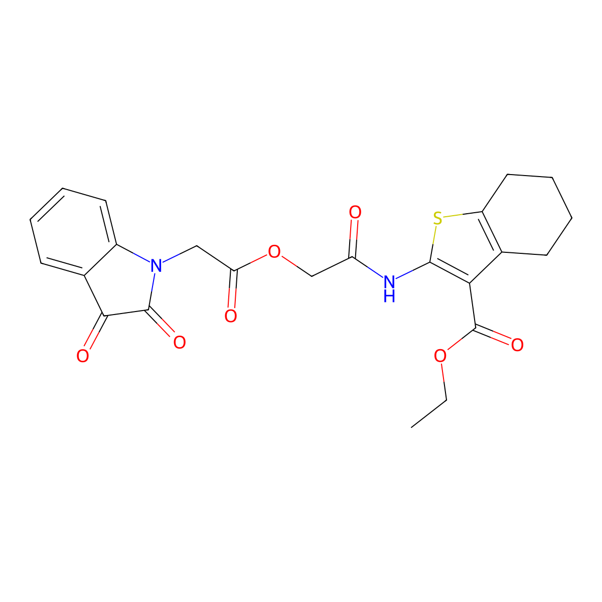 ethyl 2-[({[(2,3-dioxo-2,3-dihydro-1H-indol-1-yl)acetyl]oxy}acetyl)amino]-4,5,6,7-tetrahydro-1-benzothiophene-3-carboxylate molecular structure, CAS 335209-26-2