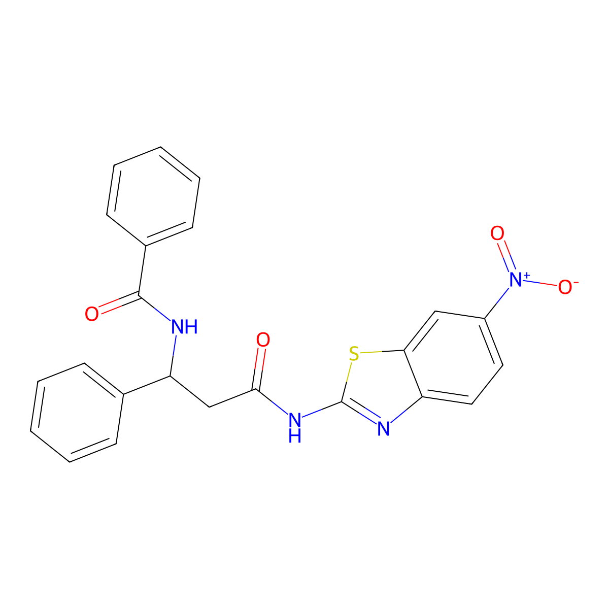 N-[3-[(6-nitro-1,3-benzothiazol-2-yl)amino]-3-oxo-1-phenylpropyl]benzamide molecular structure, CAS 335209-31-9