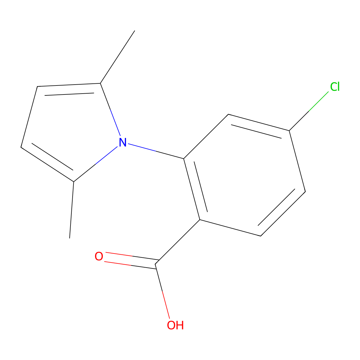4-Chloro-2-(2,5-dimethyl-pyrrol-1-yl)-benzoic acid molecular structure, CAS 335209-41-1
