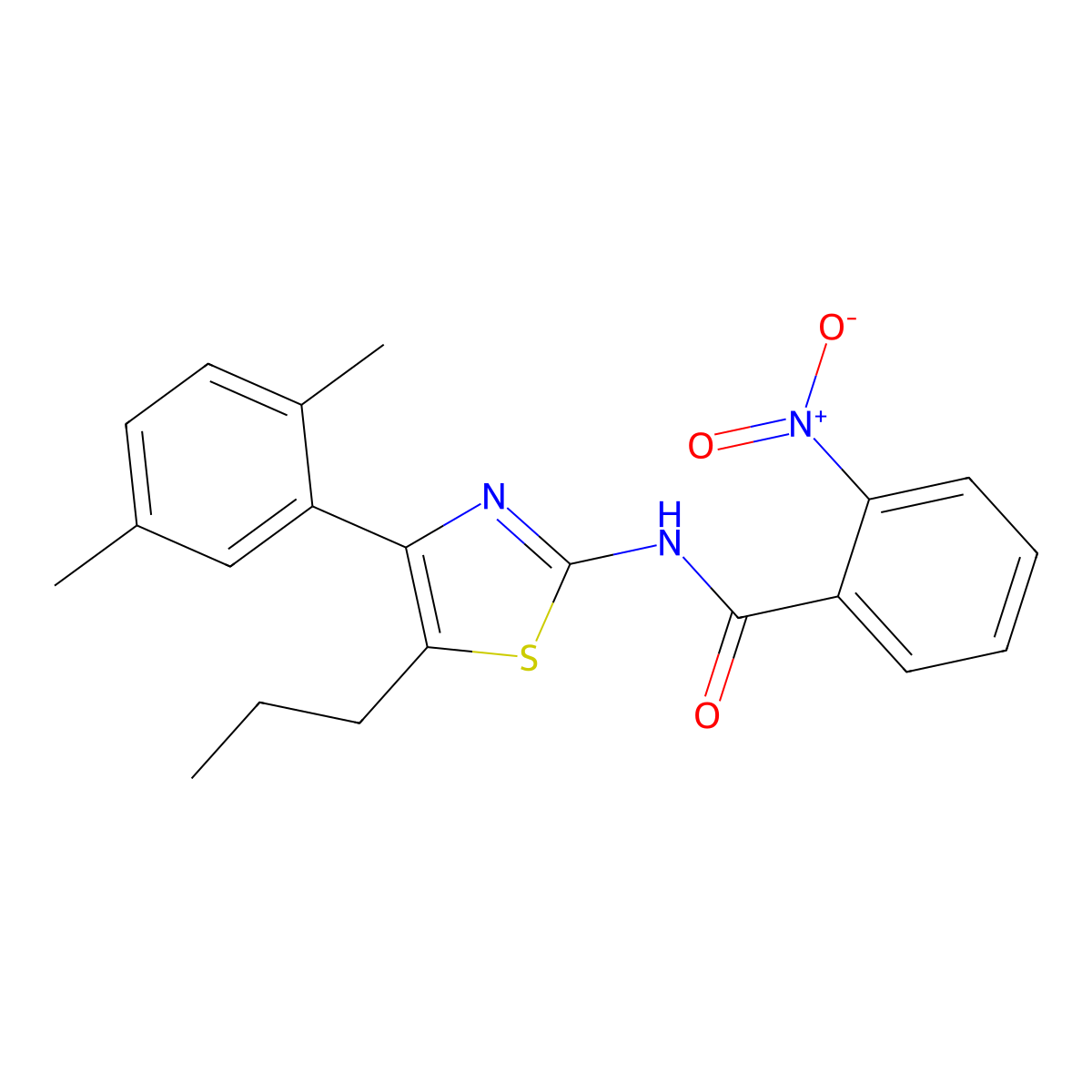 N-[4-(2,5-dimethylphenyl)-5-propyl-1,3-thiazol-2-yl]-2-nitrobenzamide molecular structure, CAS 335209-45-5