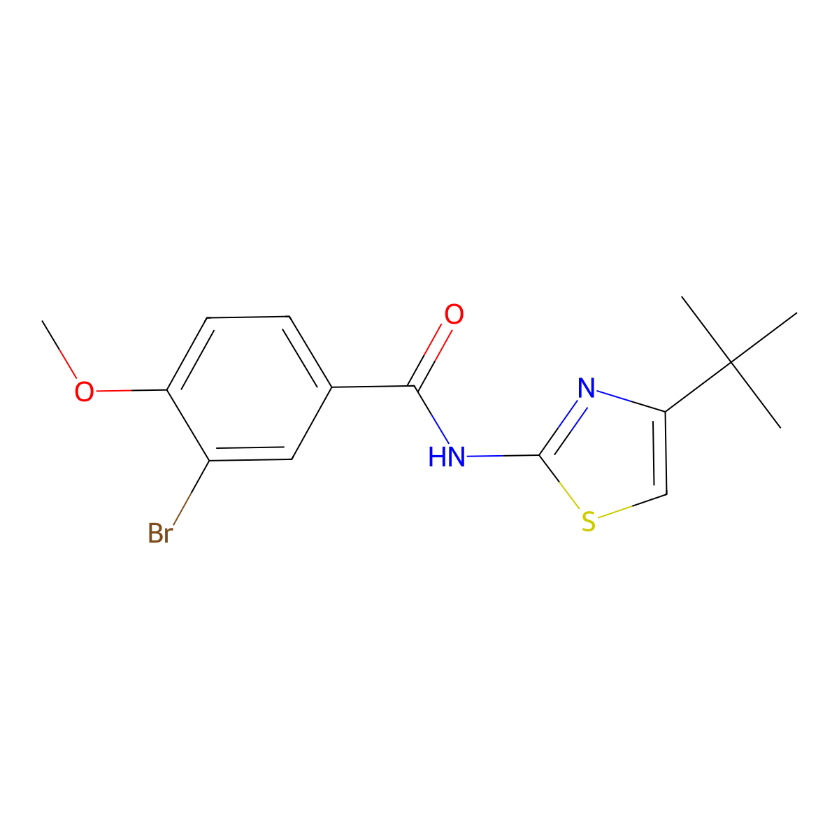 3-bromo-N-(4-tert-butyl-1,3-thiazol-2-yl)-4-methoxybenzamide molecular structure, CAS 335209-49-9