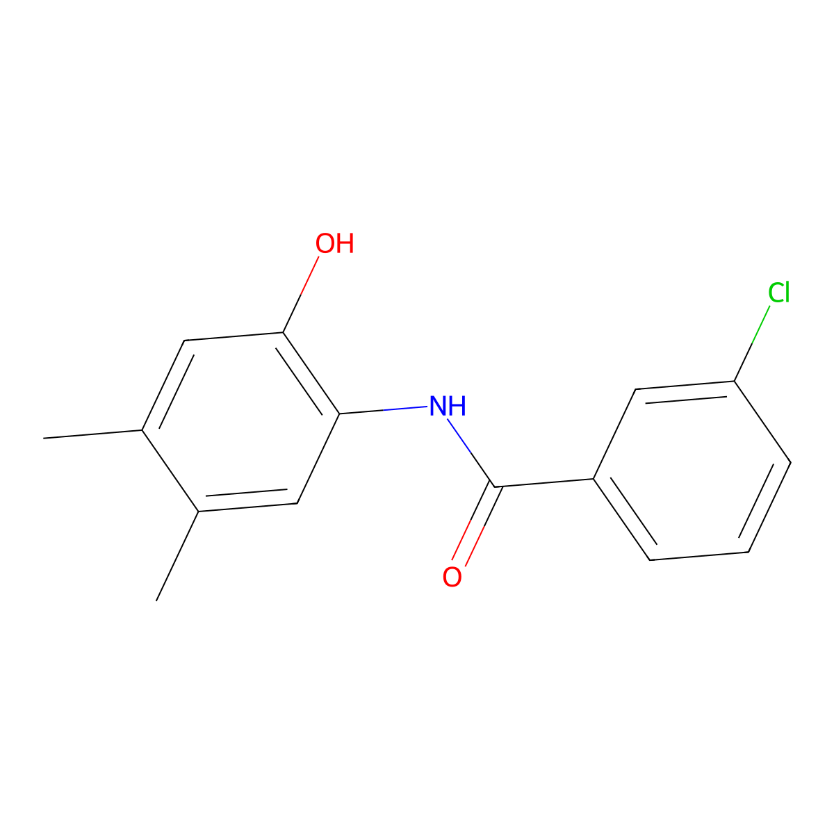 3-chloro-N-(2-hydroxy-4,5-dimethylphenyl)benzamide molecular structure, CAS 335209-79-5