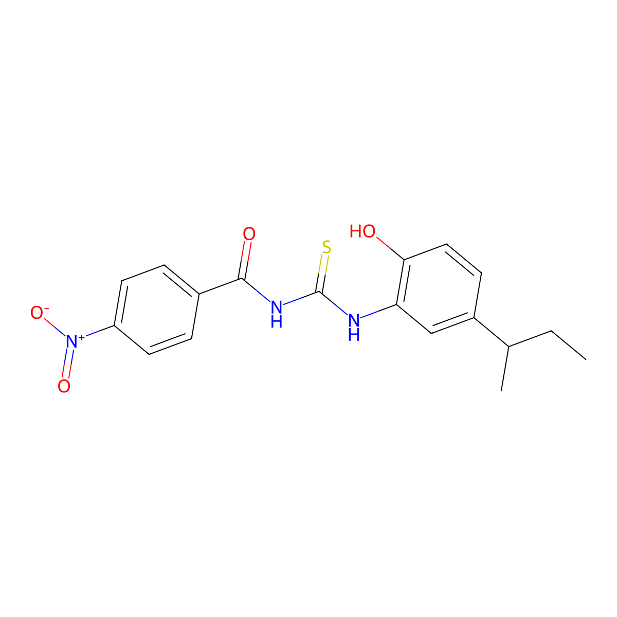N-[(5-butan-2-yl-2-hydroxyphenyl)carbamothioyl]-4-nitrobenzamide molecular structure, CAS 335210-06-5