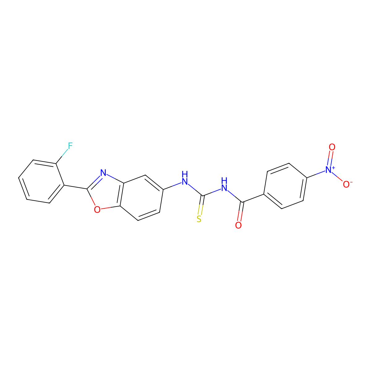N-[[2-(2-fluorophenyl)-1,3-benzoxazol-5-yl]carbamothioyl]-4-nitrobenzamide molecular structure, CAS 335210-09-8