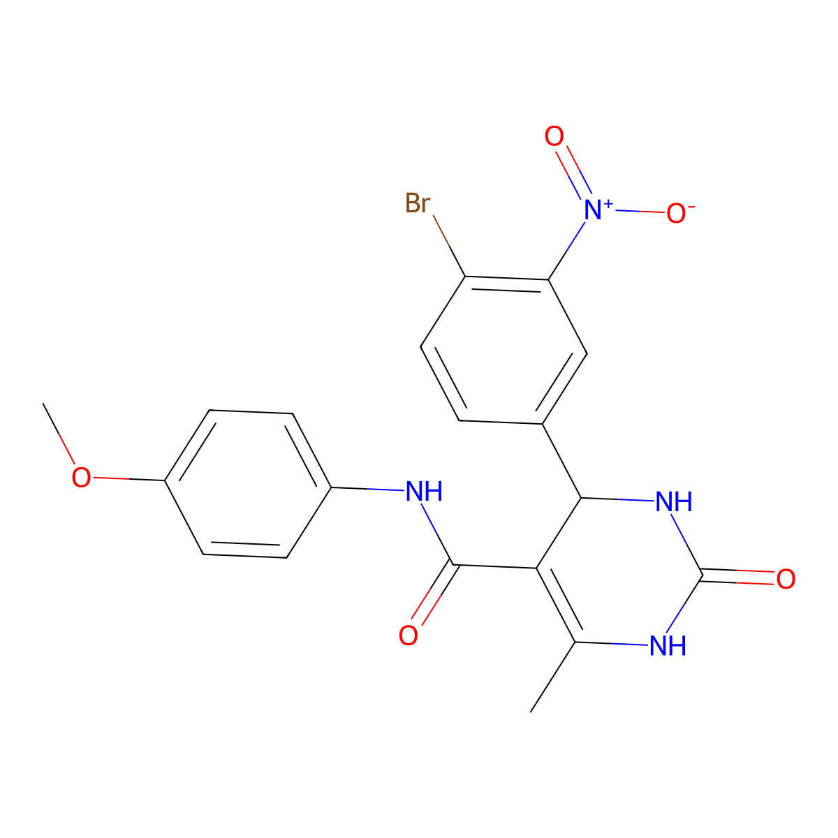 4-(4-bromo-3-nitrophenyl)-N-(4-methoxyphenyl)-6-methyl-2-oxo-3,4-dihydro-1H-pyrimidine-5-carboxamide molecular structure, CAS 335210-87-2