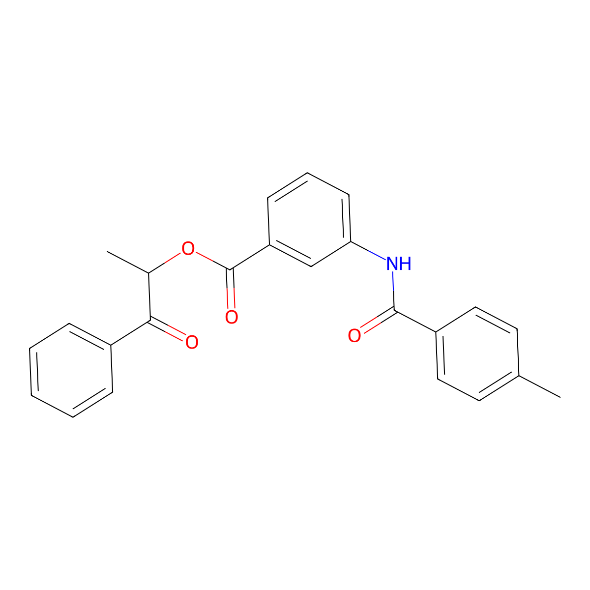 1-Methyl-2-oxo-2-phenylethyl 3-[(4-methylbenzoyl)amino]benzoate molecular structure, CAS 335211-09-1
