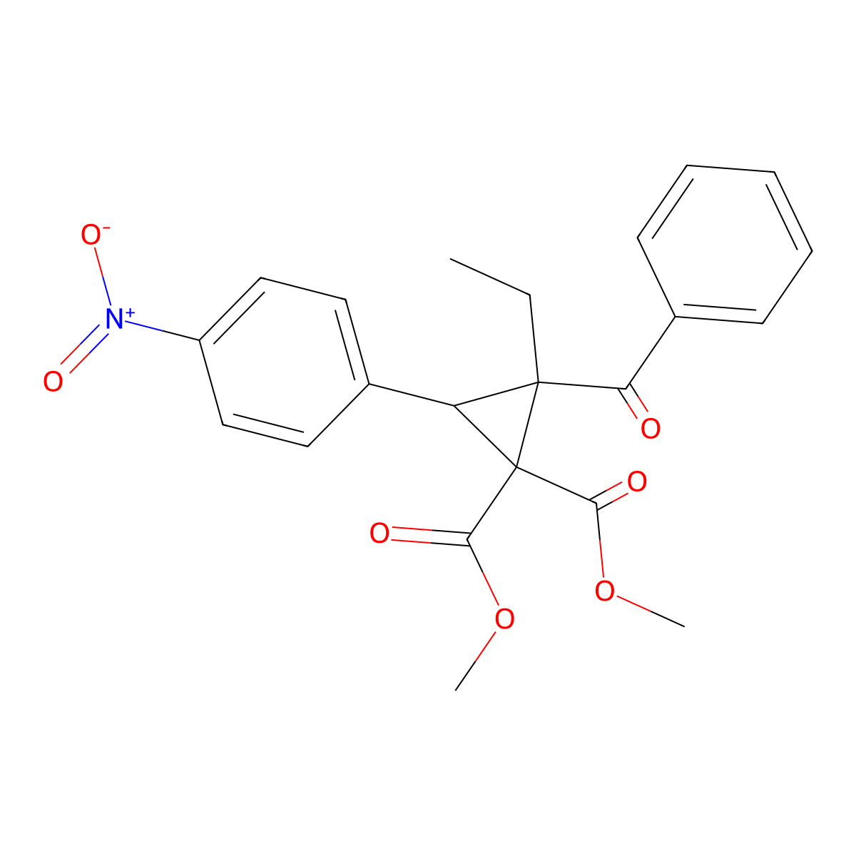 Dimethyl 2-benzoyl-2-ethyl-3-(4-nitrophenyl)cyclopropane-1,1-dicarboxylate molecular structure, CAS 335211-15-9