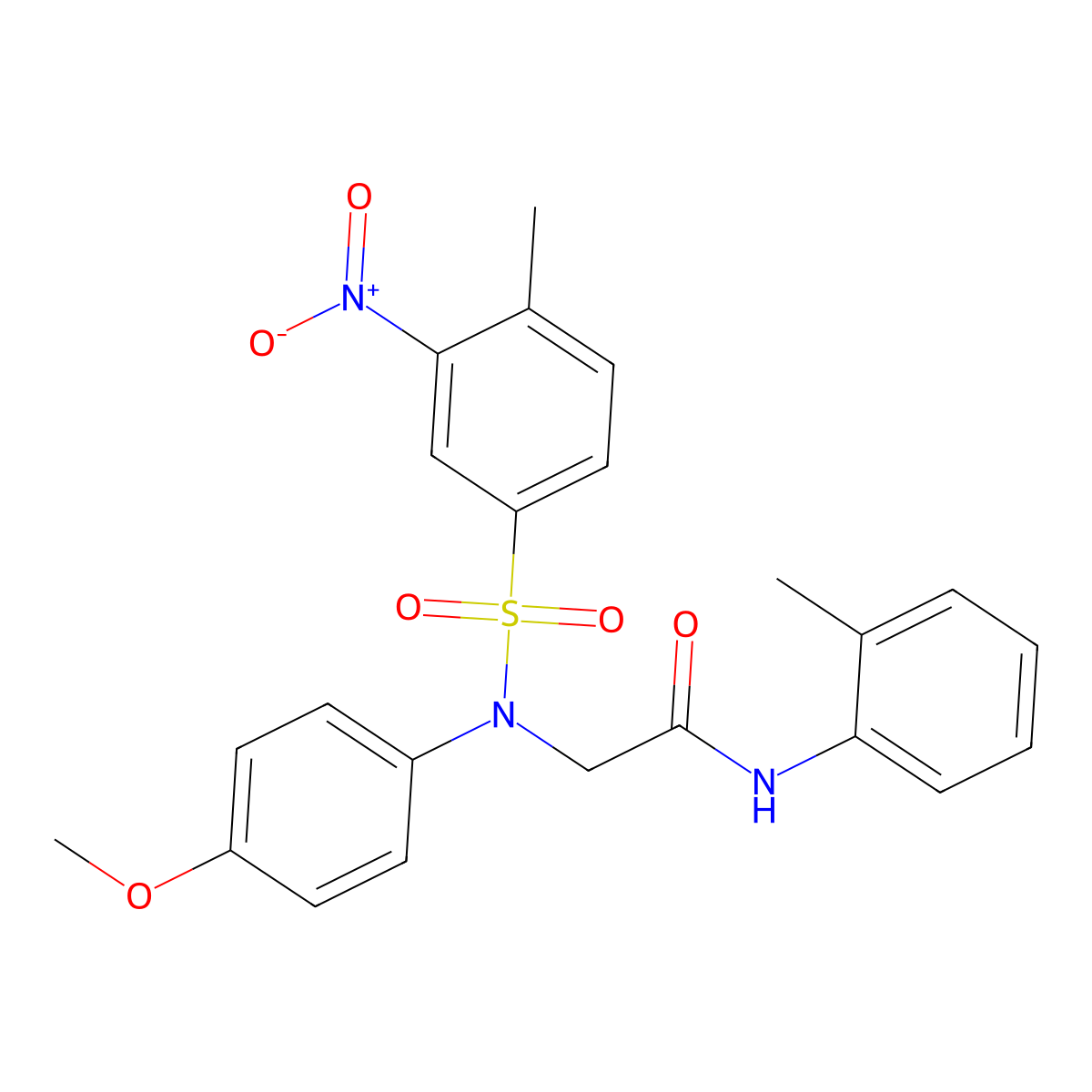 2-(4-methoxy-N-(4-methyl-3-nitrophenyl)sulfonylanilino)-N-(2-methylphenyl)acetamide molecular structure, CAS 335211-19-3