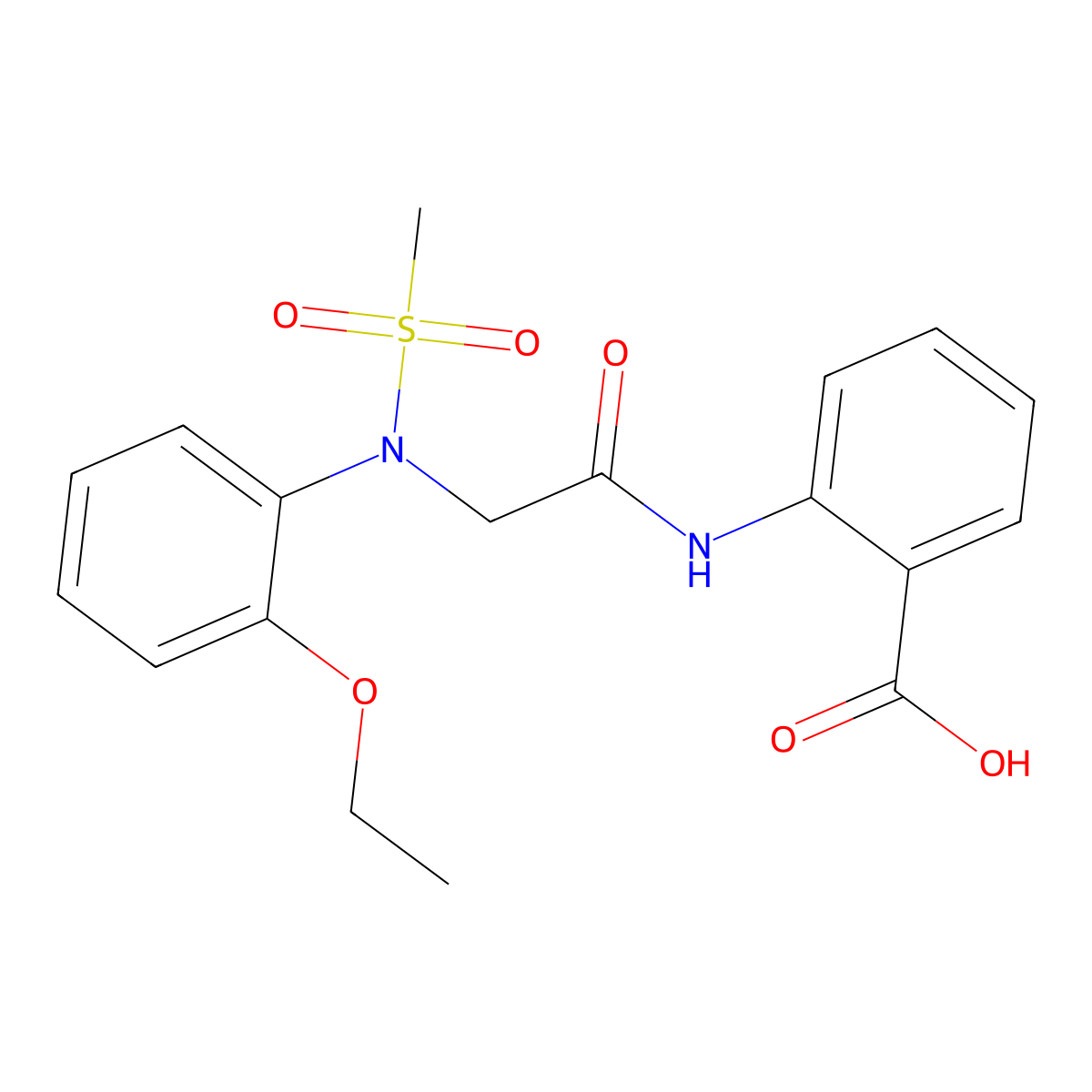 2-{[N-(2-ethoxyphenyl)-N-(methylsulfonyl)glycyl]amino}benzoic acid molecular structure, CAS 335211-51-3