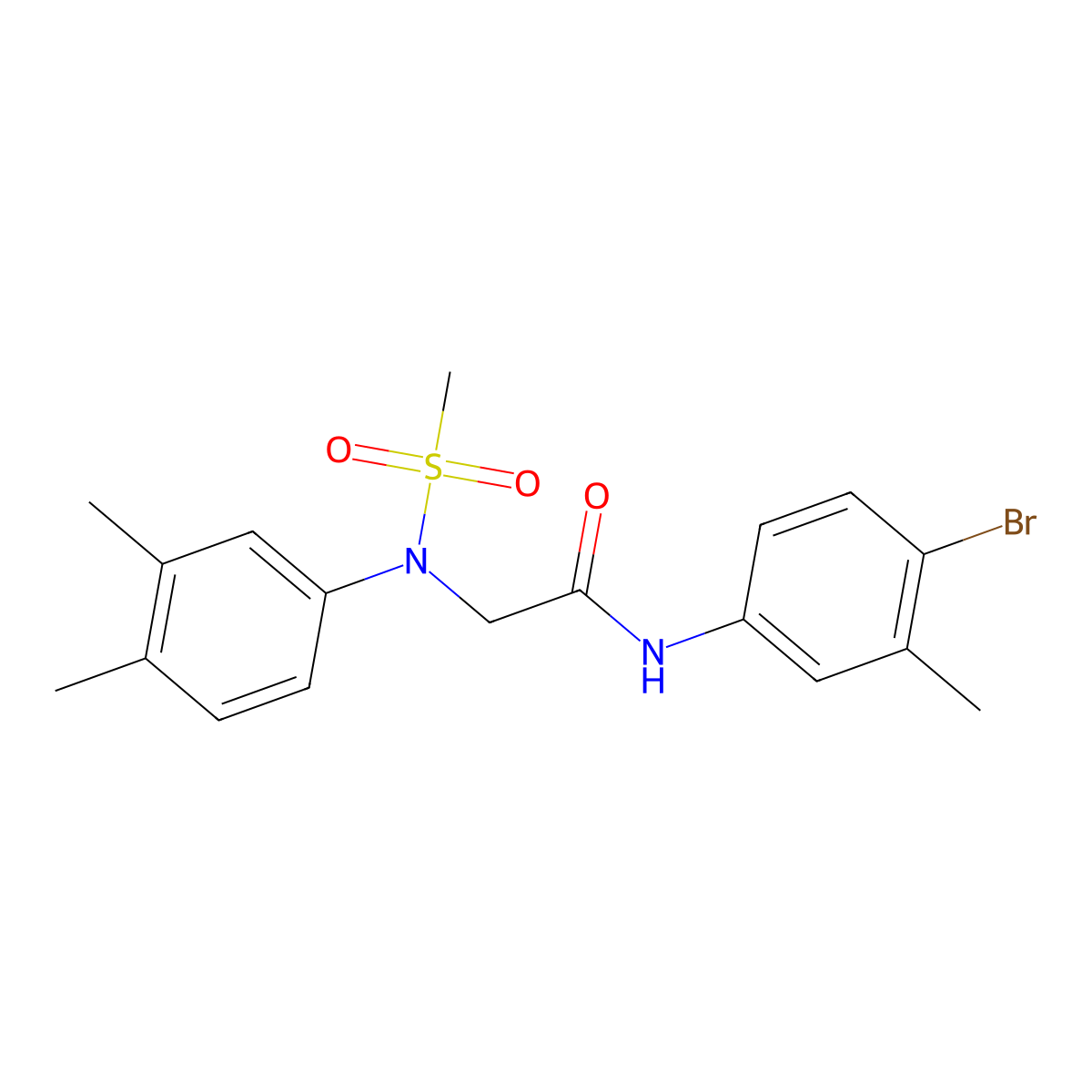 N-(4-bromo-3-methylphenyl)-2-(3,4-dimethyl-N-methylsulfonylanilino)acetamide molecular structure, CAS 335211-54-6