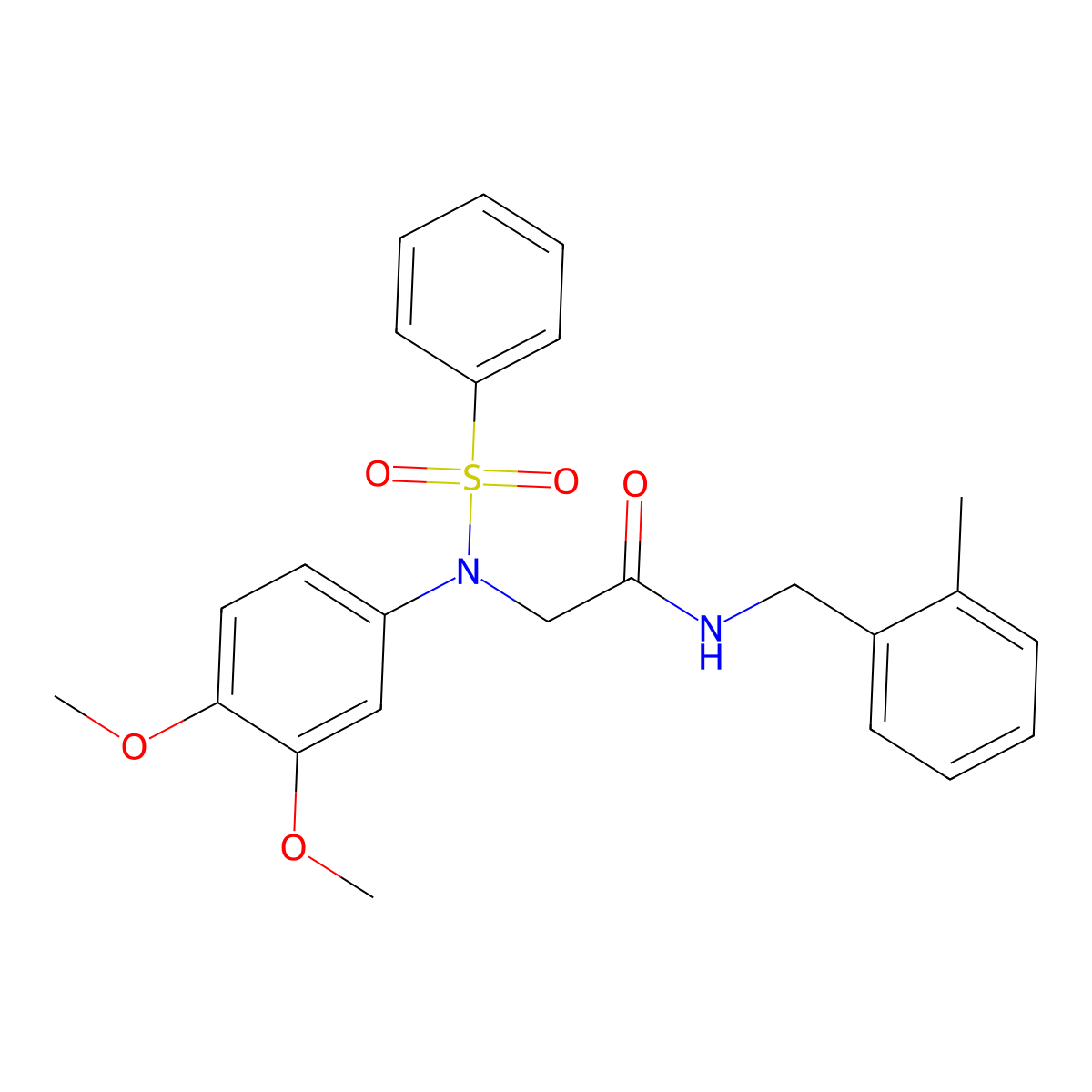 2-[3,4-dimethoxy(phenylsulfonyl)anilino]-N-(2-methylbenzyl)acetamide molecular structure, CAS 335211-90-0