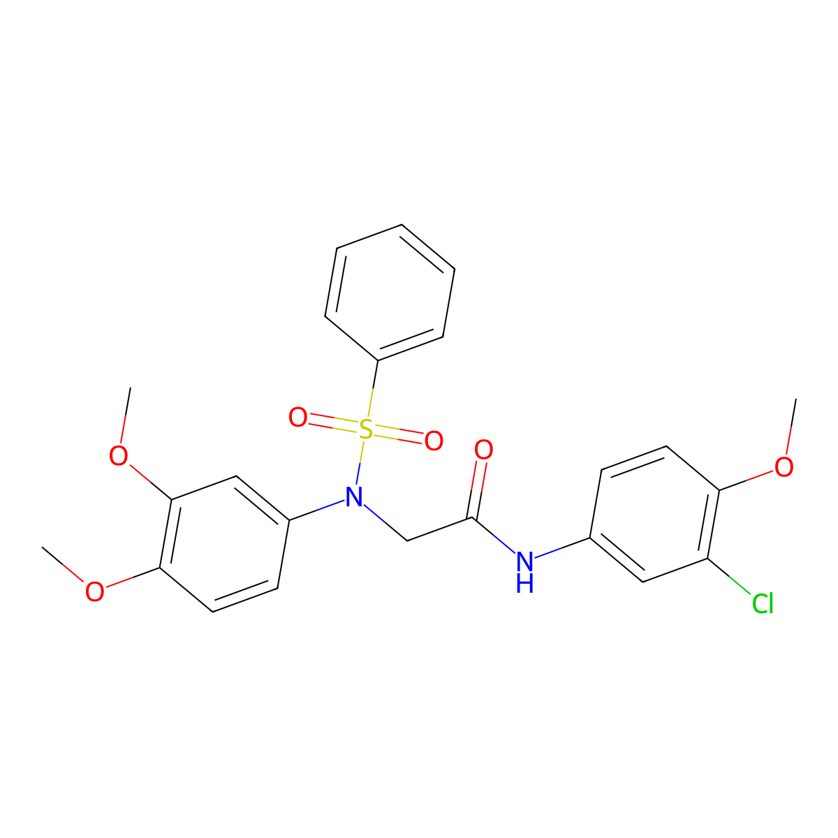 2-[N-(benzenesulfonyl)-3,4-dimethoxyanilino]-N-(3-chloro-4-methoxyphenyl)acetamide molecular structure, CAS 335212-43-6