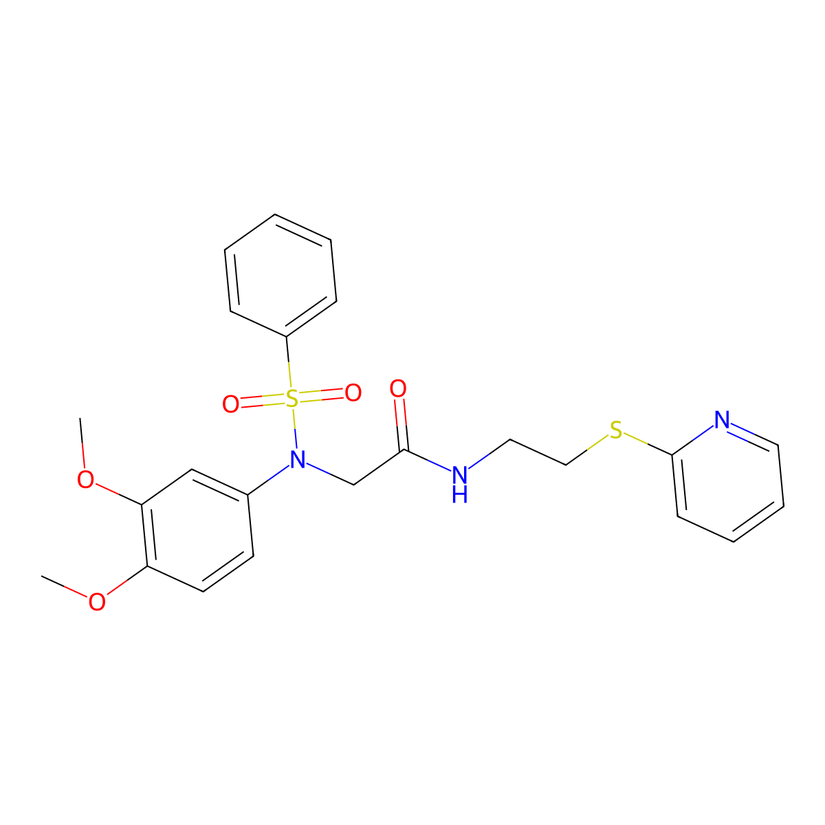 2-[N-(benzenesulfonyl)-3,4-dimethoxyanilino]-N-(2-pyridin-2-ylsulfanylethyl)acetamide molecular structure, CAS 335212-53-8