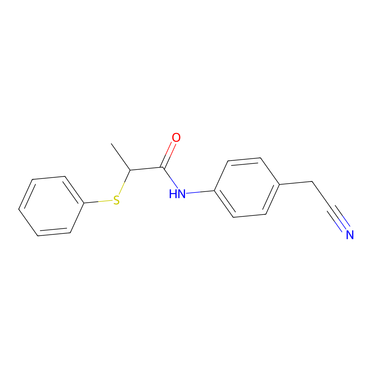 N-[4-(cyanomethyl)phenyl]-2-(phenylsulfanyl)propanamide molecular structure, CAS 335212-62-9