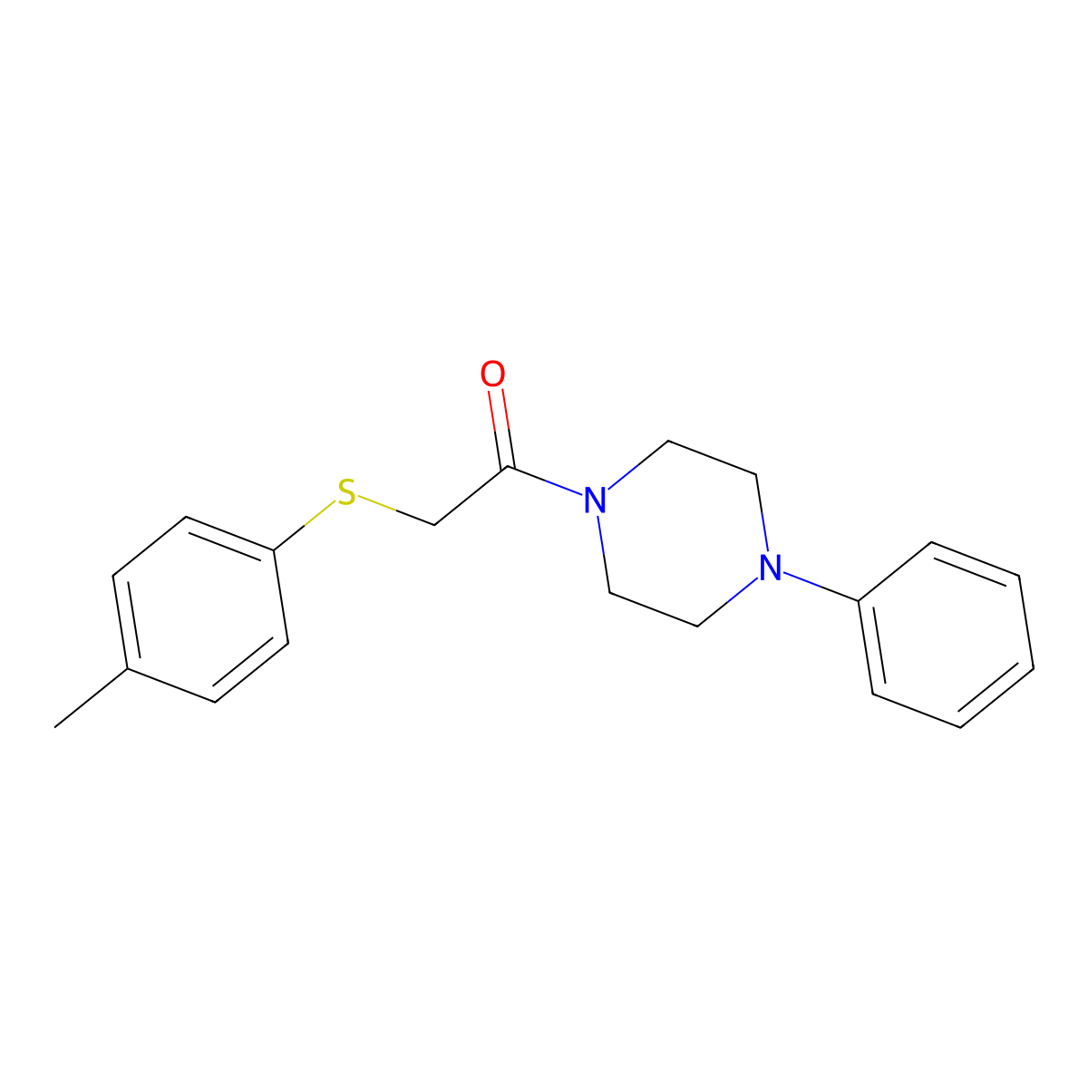 1-(4-Phenylpiperazin-1-yl)-2-(p-tolylthio)ethanone molecular structure, CAS 335212-65-2