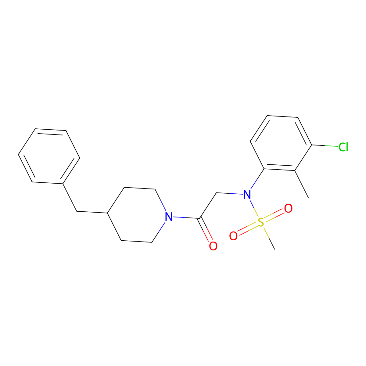 N-[2-(4-benzylpiperidin-1-yl)-2-oxoethyl]-N-(3-chloro-2-methylphenyl)methanesulfonamide molecular structure, CAS 335212-67-4