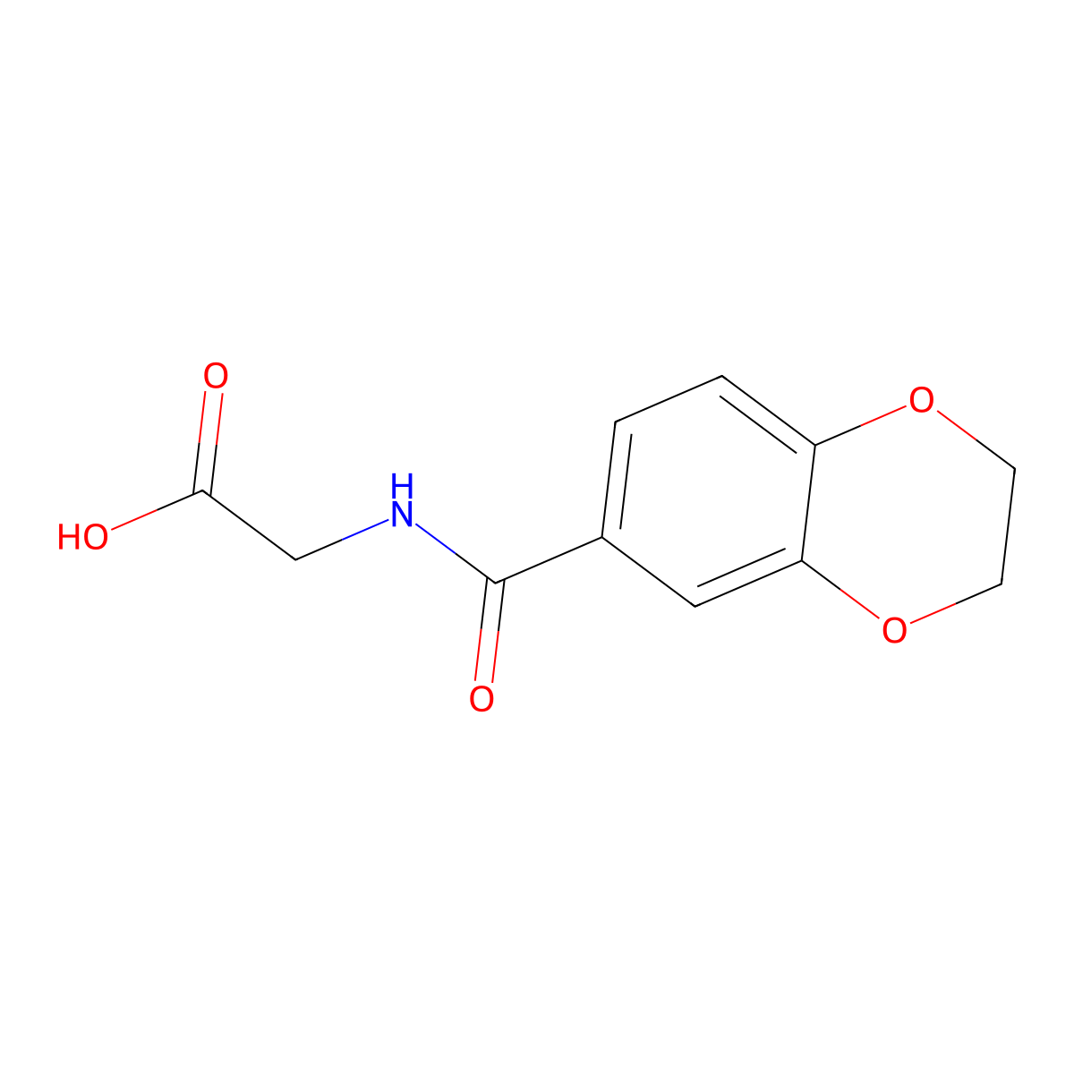 [(2,3-Dihydro-benzo[1,4]dioxine-6-carbonyl)-amino]-acetic acid molecular structure, CAS 335212-80-1