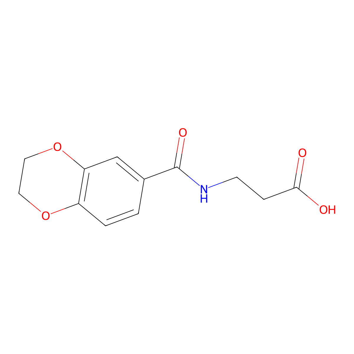 3-[(2,3-Dihydro-benzo[1,4]dioxine-6-carbonyl)-amino]-propionic acid molecular structure, CAS 335212-81-2