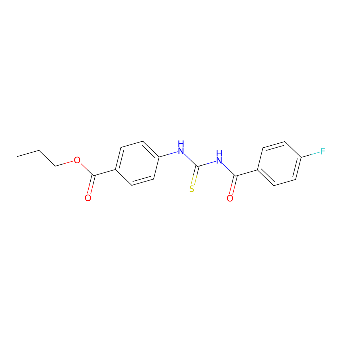 Propyl 4-({[(4-fluorophenyl)carbonyl]carbamothioyl}amino)benzoate molecular structure, CAS 335212-95-8