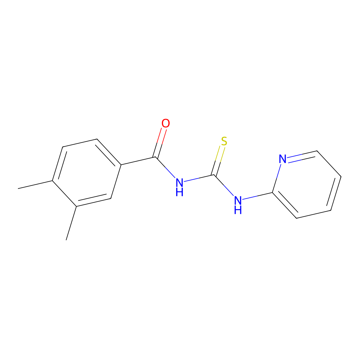 3,4-dimethyl-N-(pyridin-2-ylcarbamothioyl)benzamide molecular structure, CAS 335213-03-1