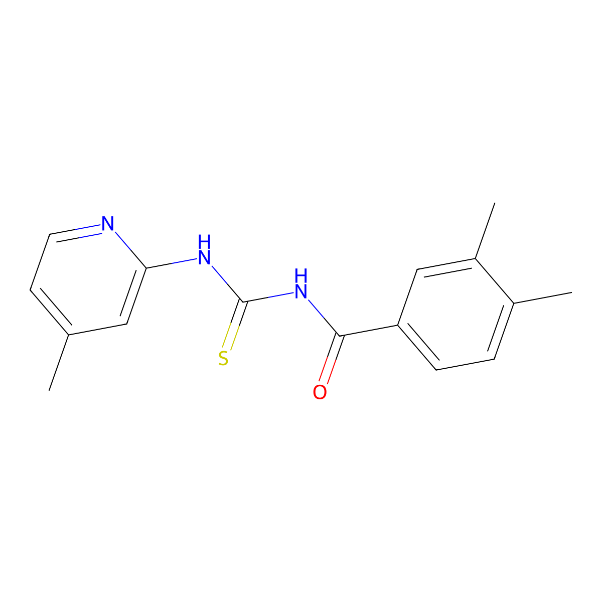 3,4-dimethyl-N-[(4-methylpyridin-2-yl)carbamothioyl]benzamide molecular structure, CAS 335213-04-2