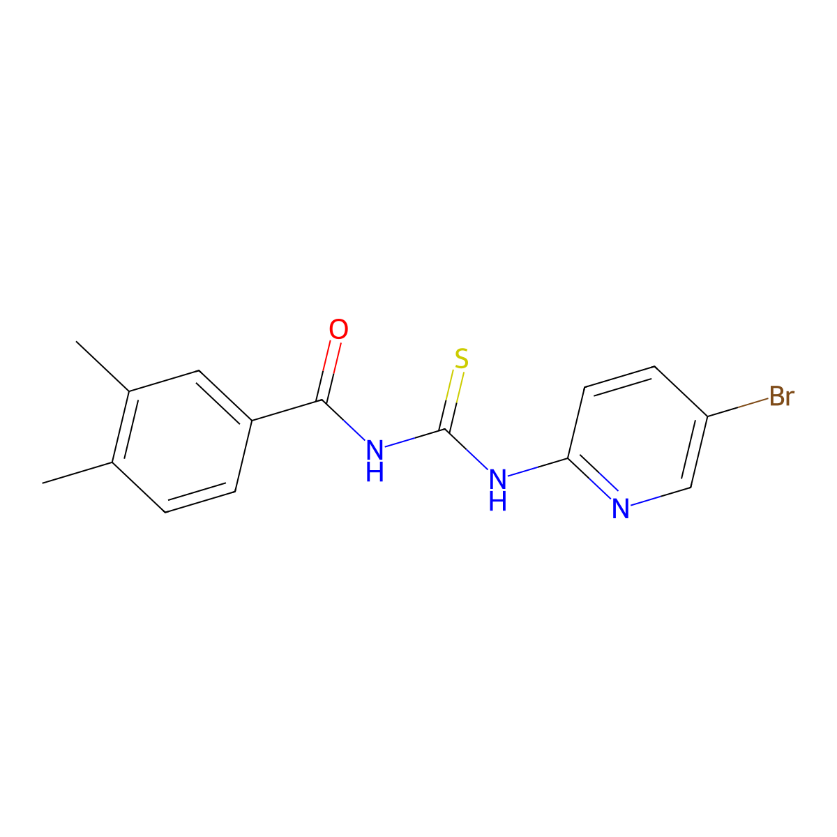N-[(5-bromopyridin-2-yl)carbamothioyl]-3,4-dimethylbenzamide molecular structure, CAS 335213-06-4