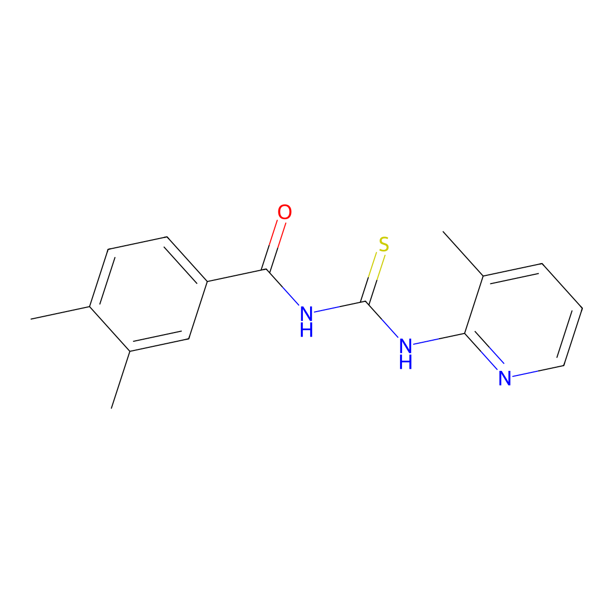 3,4-dimethyl-N-[(3-methylpyridin-2-yl)carbamothioyl]benzamide molecular structure, CAS 335213-07-5