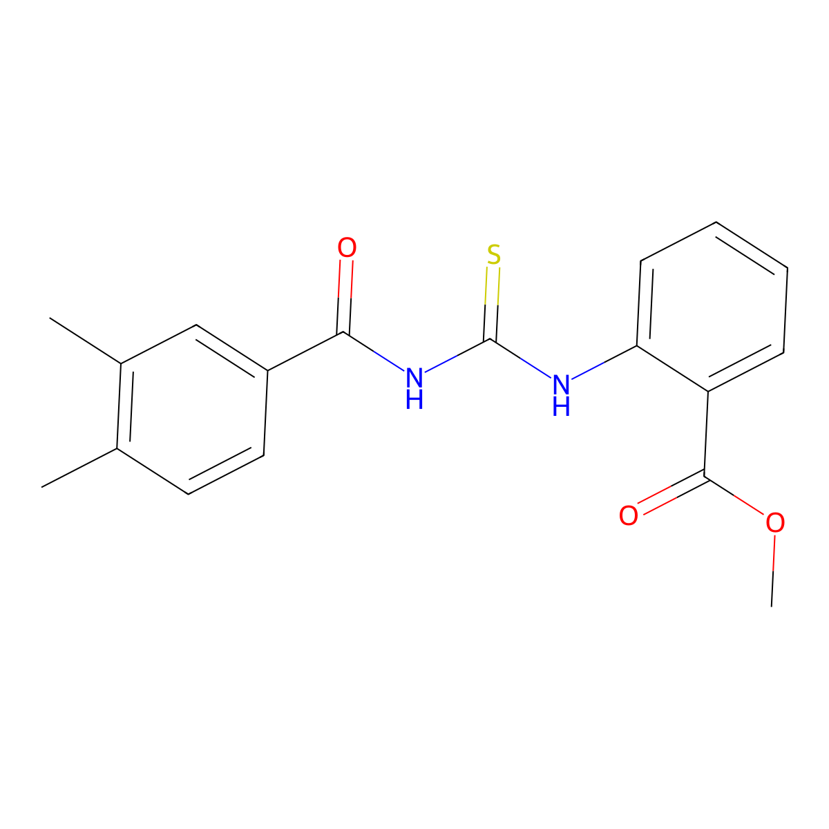 Methyl 2-({[(3,4-dimethylphenyl)carbonyl]carbamothioyl}amino)benzoate molecular structure, CAS 335213-09-7