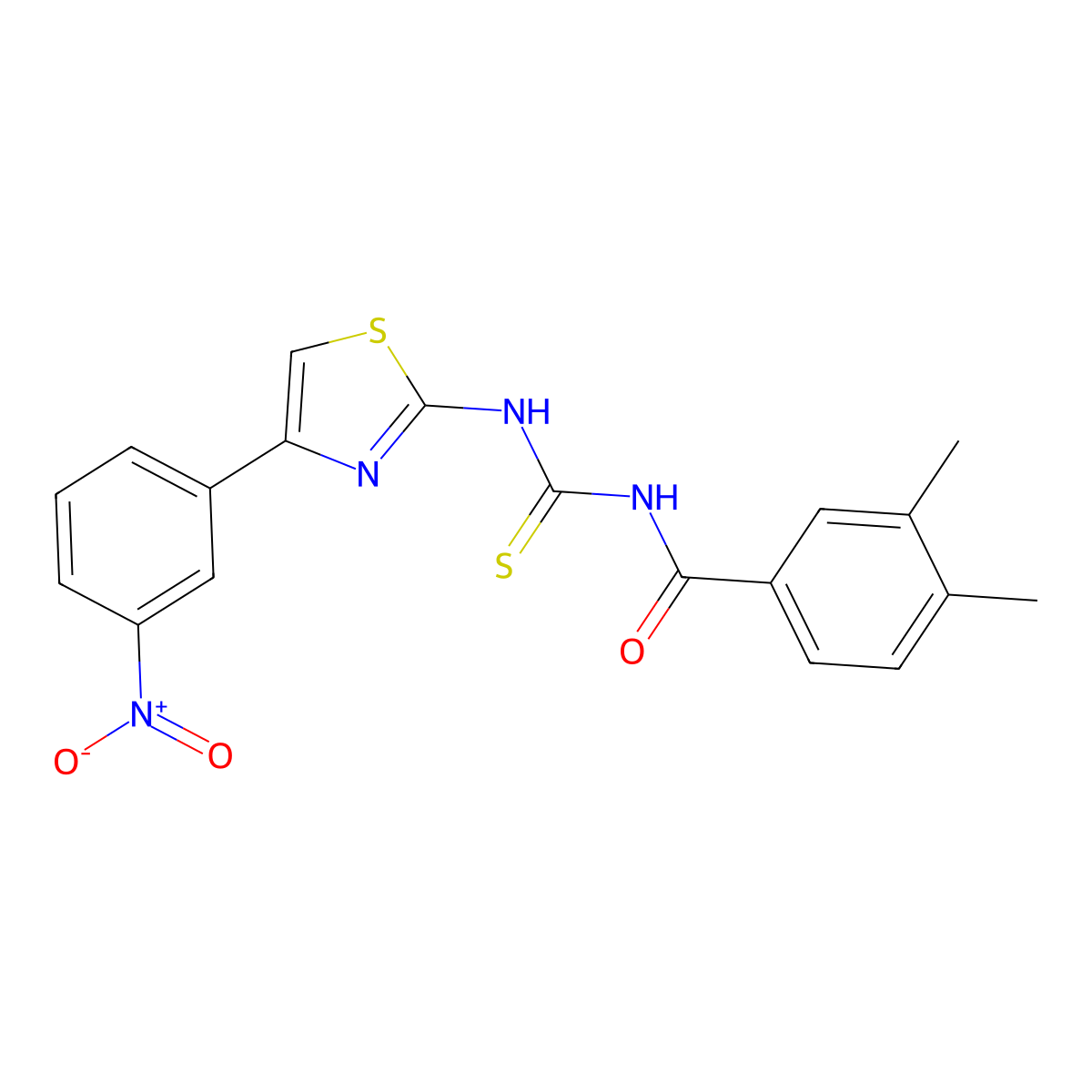 3,4-dimethyl-N-[[4-(3-nitrophenyl)-1,3-thiazol-2-yl]carbamothioyl]benzamide molecular structure, CAS 335213-10-0
