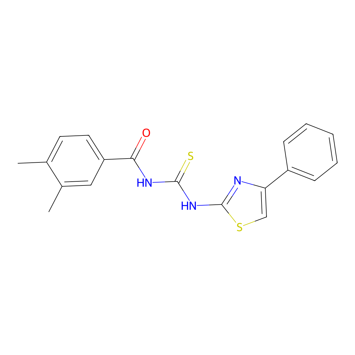 1-(3,4-Dimethyl-benzoyl)-3-(4-phenyl-thiazol-2-yl)-thiourea molecular structure, CAS 335213-12-2