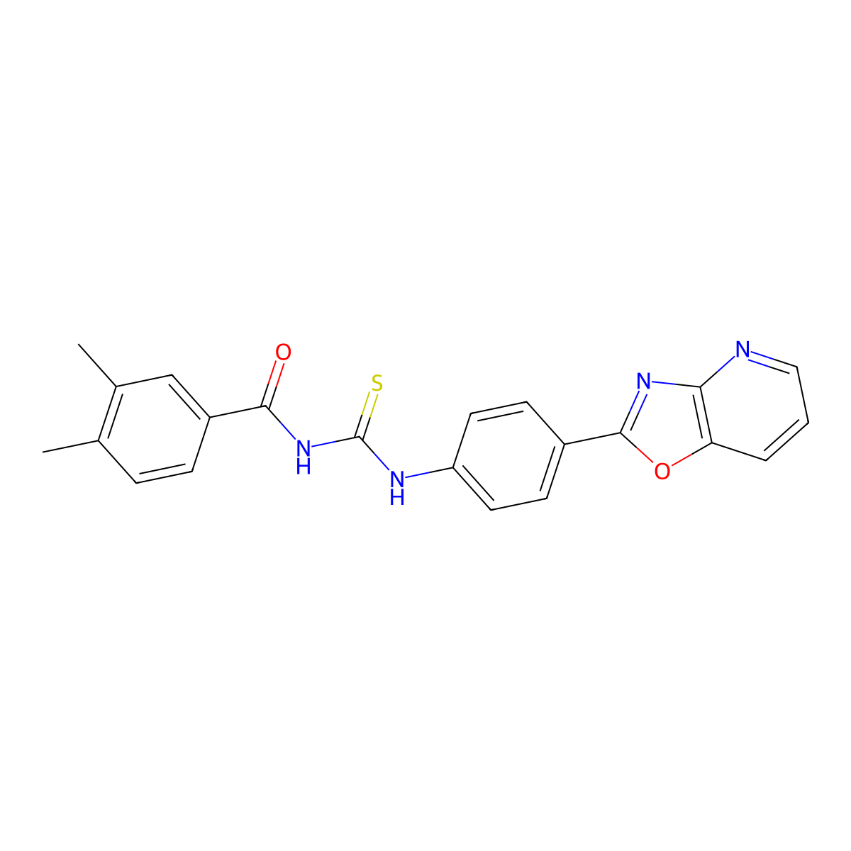 3,4-dimethyl-N-[[4-([1,3]oxazolo[4,5-b]pyridin-2-yl)phenyl]carbamothioyl]benzamide molecular structure, CAS 335213-17-7