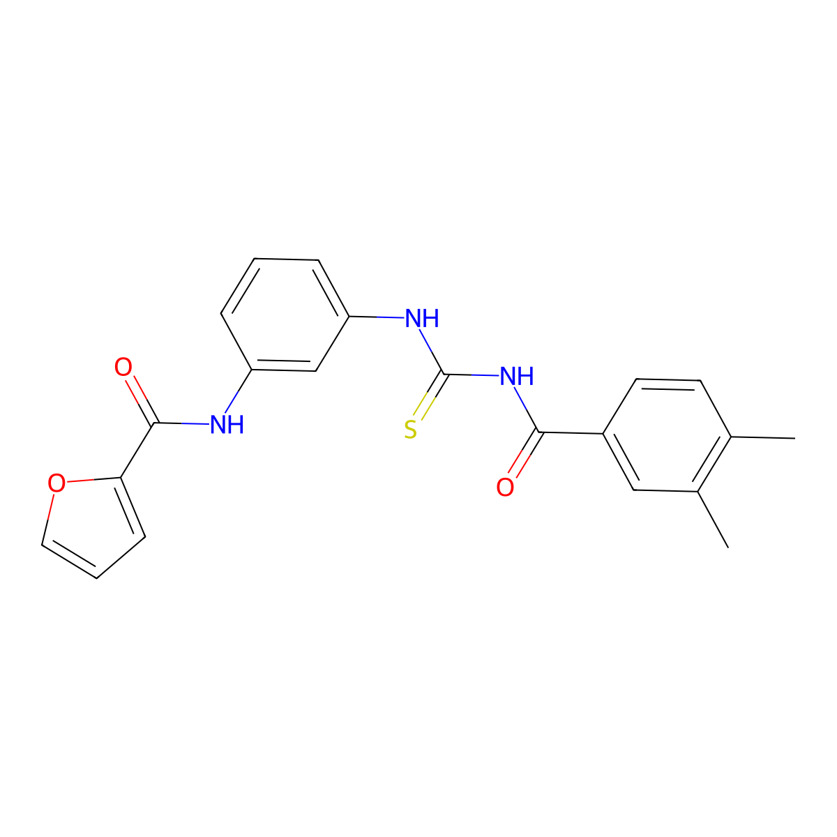 N-[3-({[(3,4-dimethylphenyl)carbonyl]carbamothioyl}amino)phenyl]furan-2-carboxamide molecular structure, CAS 335213-19-9