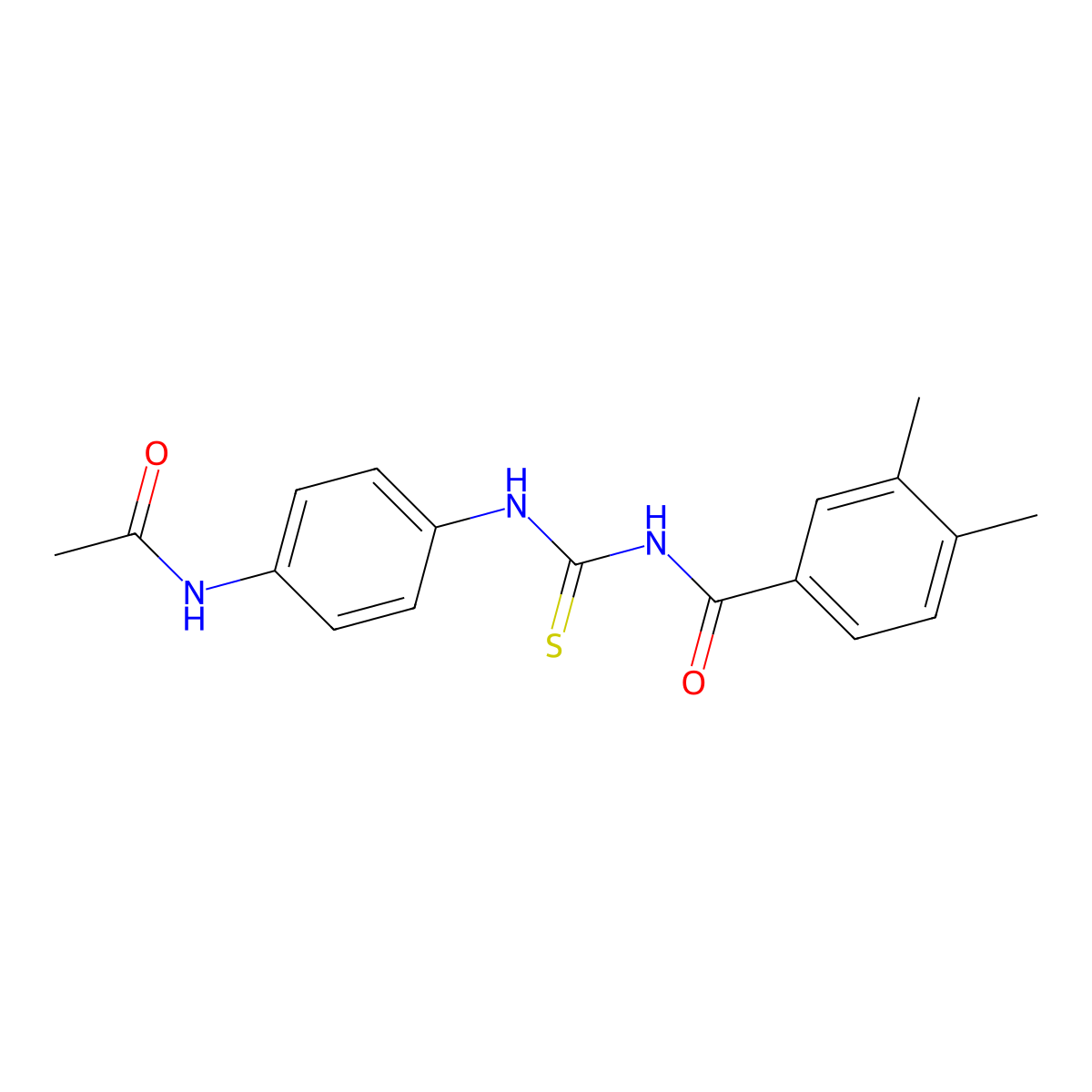N-[(4-acetamidophenyl)carbamothioyl]-3,4-dimethylbenzamide molecular structure, CAS 335213-20-2