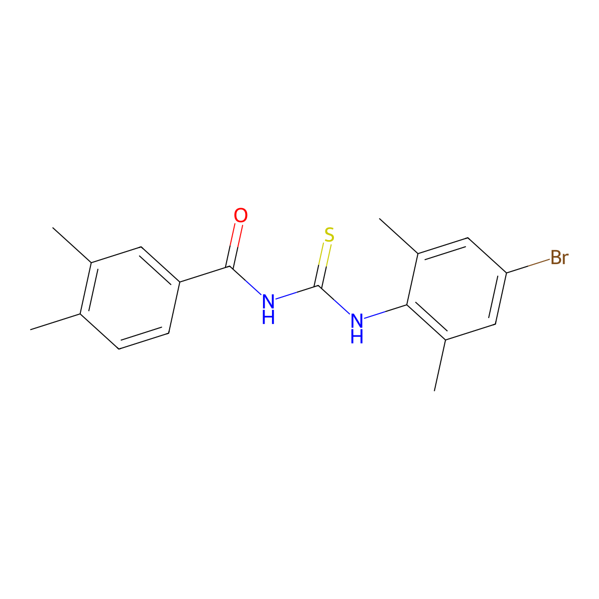 N-[(4-bromo-2,6-dimethylphenyl)carbamothioyl]-3,4-dimethylbenzamide molecular structure, CAS 335213-28-0
